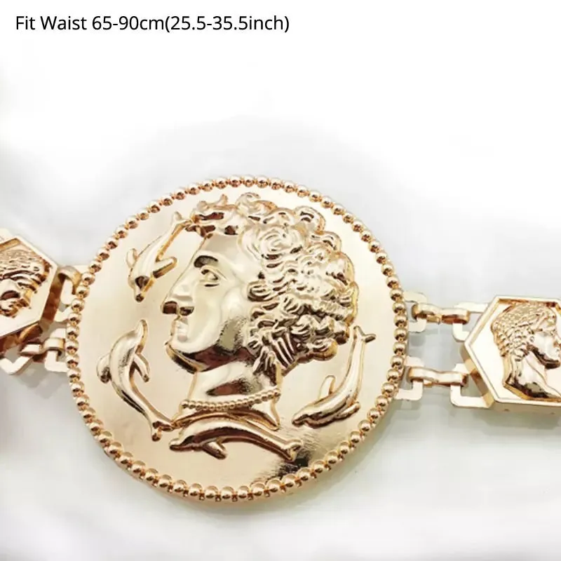 VINTAGE GOLD PORTRAIT COIN CHAIN ADJUSTABLE CLOSURE BELT