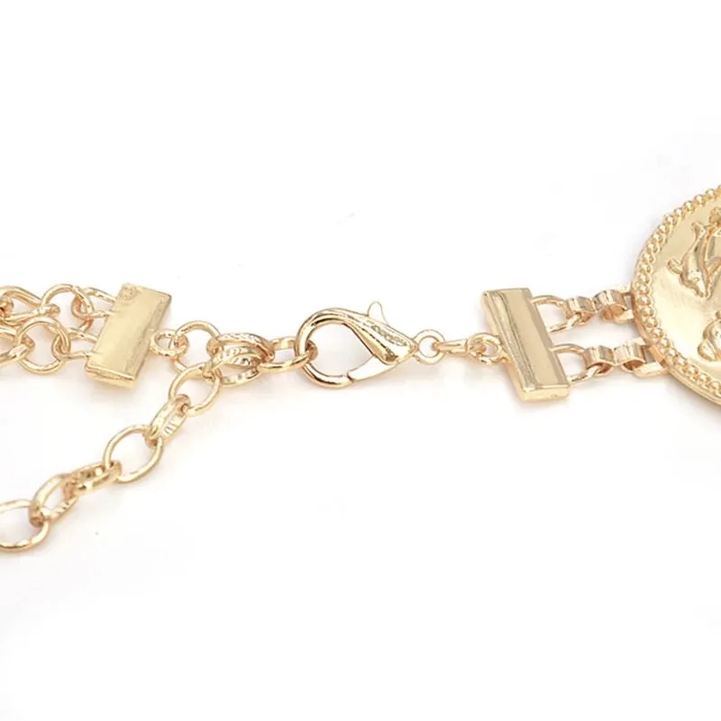 VINTAGE GOLD PORTRAIT COIN CHAIN ADJUSTABLE CLOSURE BELT