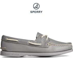 Women's Authentic Original Pin Perforated Boat Shoe - Grey (STS87112)