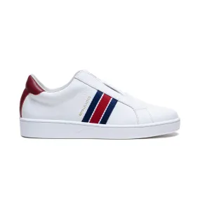 Women's Bishop White Red Blue Leather Sneakers 91722-015