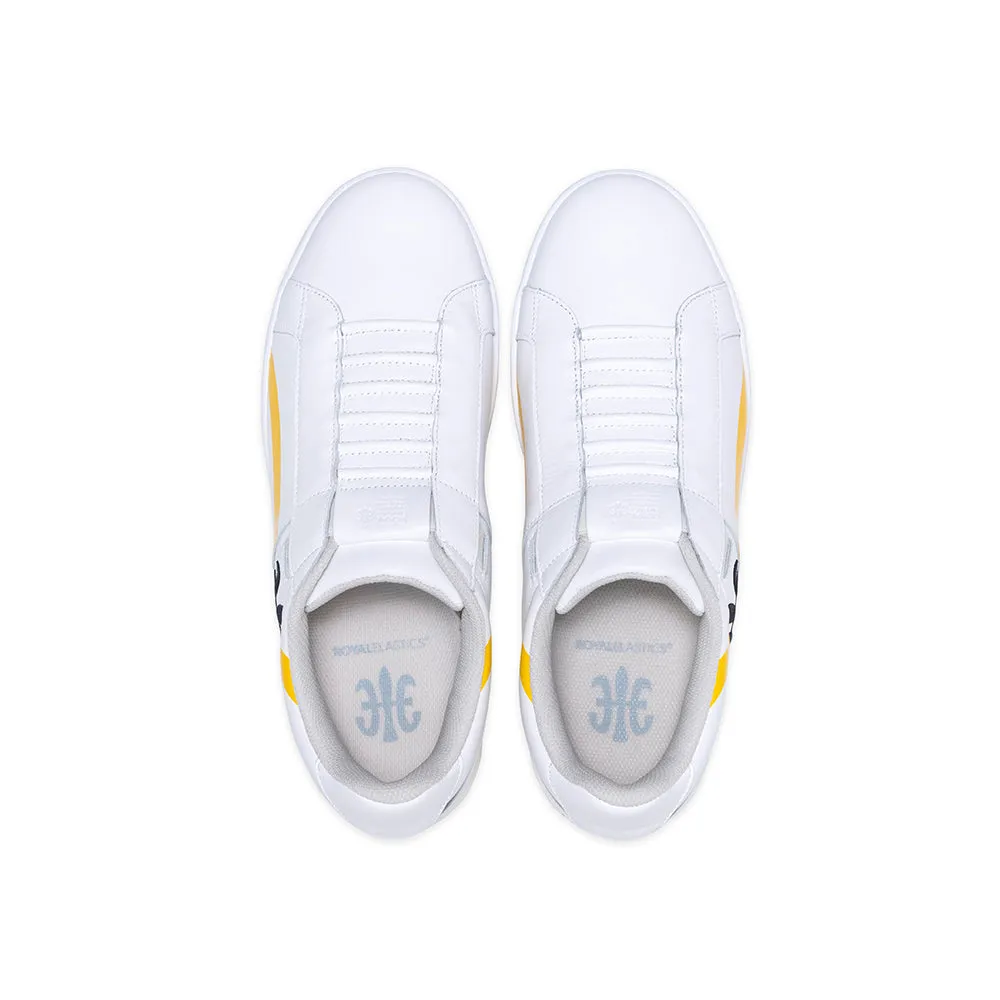 Women's Icon Cross White Yellow Blue Logo Leather Sneakers 91931-039