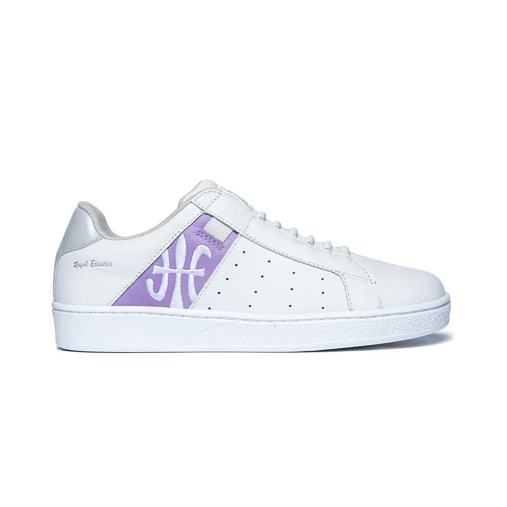 Women's Icon White Purple Logo Leather Sneakers 91912-068