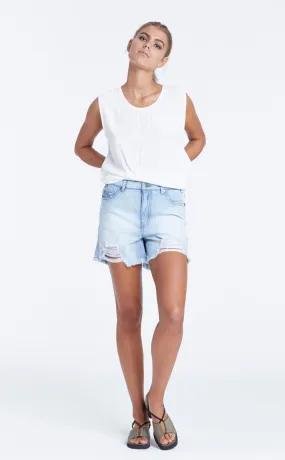 Zed Boyfriend Denim Short - Washed Blue