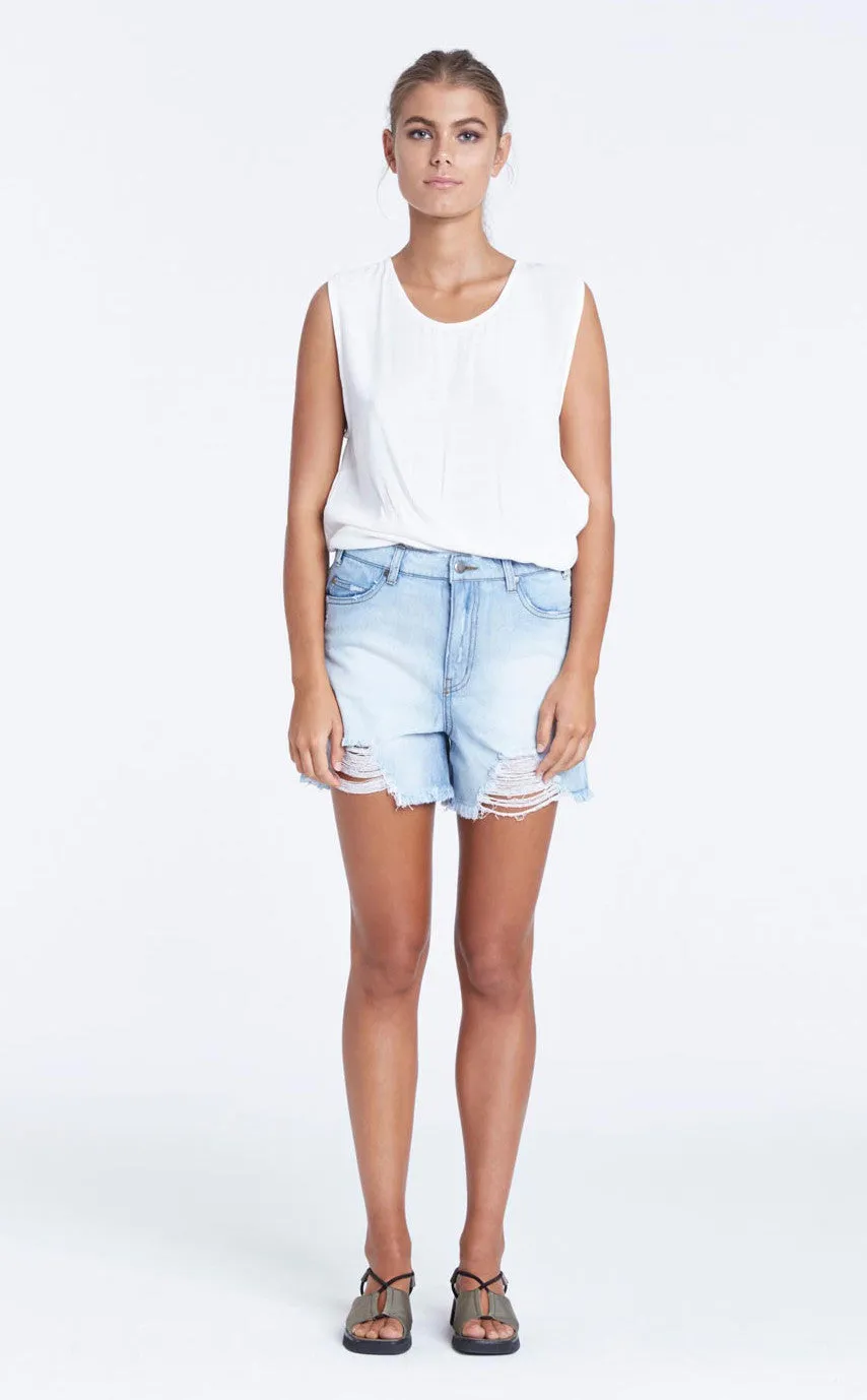 Zed Boyfriend Denim Short - Washed Blue