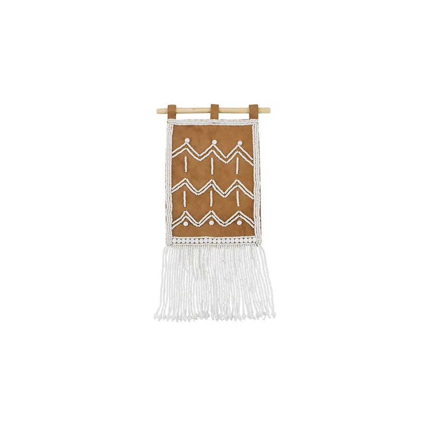 Zigzag Leather Wall Hanging - WHITE